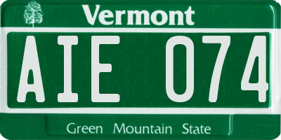 VT license plate AIE074