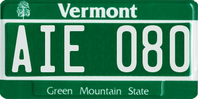 VT license plate AIE080