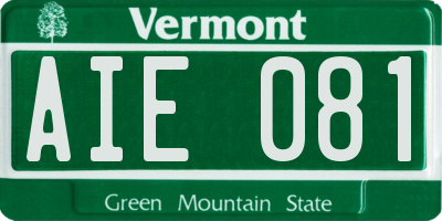 VT license plate AIE081