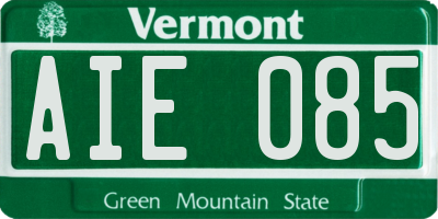VT license plate AIE085