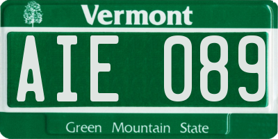 VT license plate AIE089