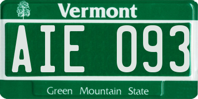 VT license plate AIE093