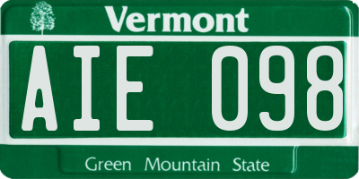 VT license plate AIE098