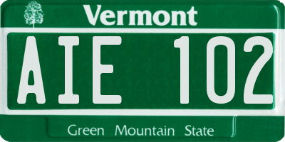 VT license plate AIE102