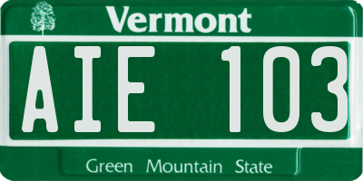 VT license plate AIE103