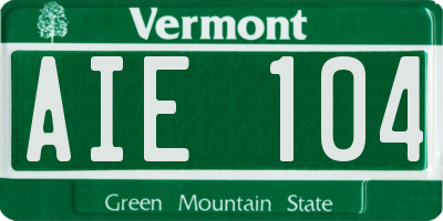 VT license plate AIE104