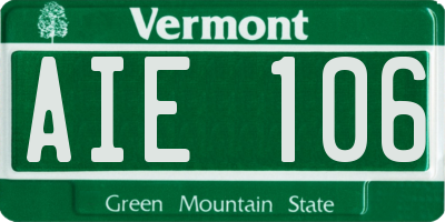 VT license plate AIE106