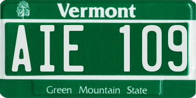 VT license plate AIE109