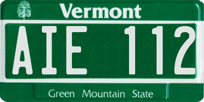 VT license plate AIE112