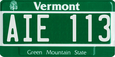 VT license plate AIE113