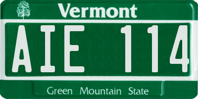 VT license plate AIE114