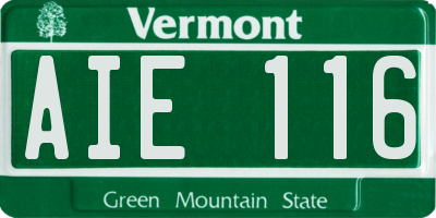 VT license plate AIE116