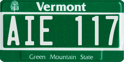 VT license plate AIE117