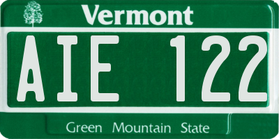 VT license plate AIE122