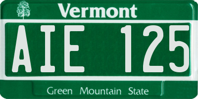 VT license plate AIE125