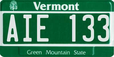 VT license plate AIE133