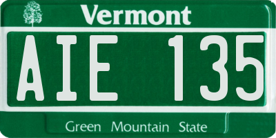VT license plate AIE135