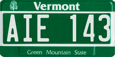 VT license plate AIE143