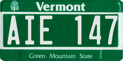 VT license plate AIE147