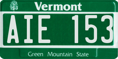 VT license plate AIE153