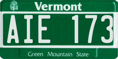 VT license plate AIE173