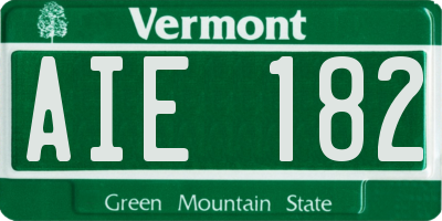 VT license plate AIE182