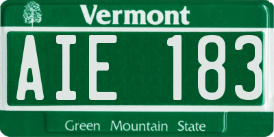 VT license plate AIE183