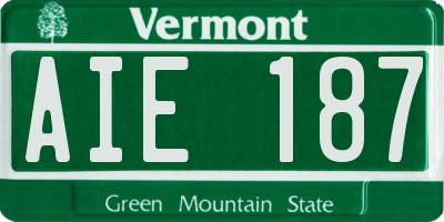VT license plate AIE187