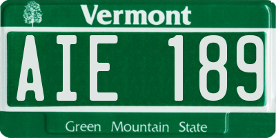 VT license plate AIE189