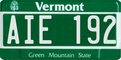 VT license plate AIE192