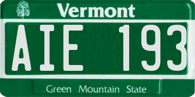 VT license plate AIE193