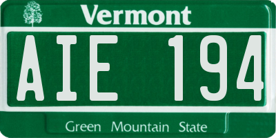 VT license plate AIE194