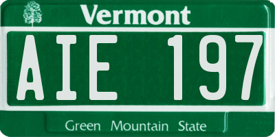 VT license plate AIE197