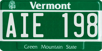 VT license plate AIE198