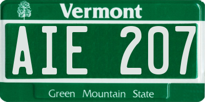 VT license plate AIE207