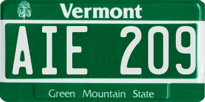 VT license plate AIE209