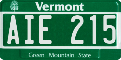 VT license plate AIE215