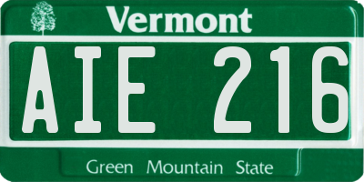VT license plate AIE216