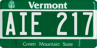 VT license plate AIE217