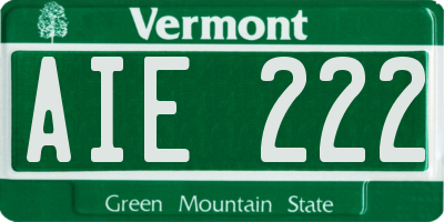VT license plate AIE222