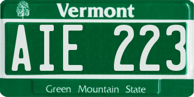VT license plate AIE223