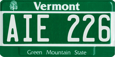 VT license plate AIE226