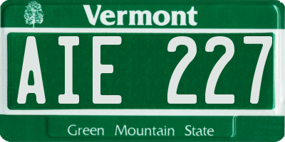 VT license plate AIE227