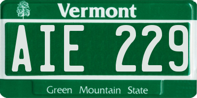 VT license plate AIE229