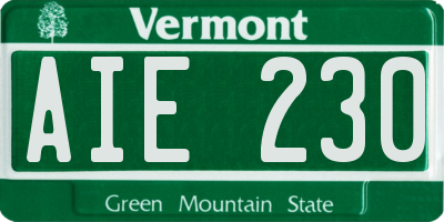 VT license plate AIE230