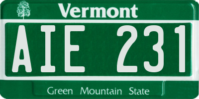 VT license plate AIE231