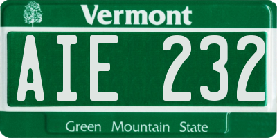VT license plate AIE232