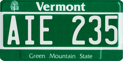 VT license plate AIE235