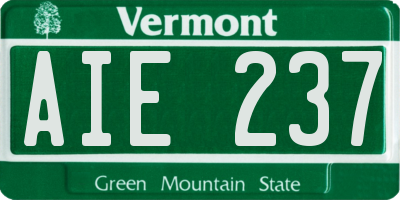 VT license plate AIE237