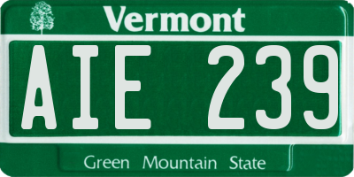 VT license plate AIE239